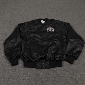 Vintage Colorado Rockies Satin Jacket Medium Black MLB Baseball Chalk Line 90s